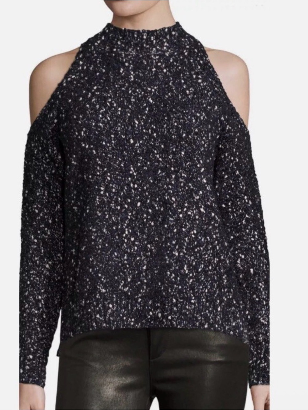 Rebecca Taylor Chunky Knit Sweater Cold Shoulder Dark Feminine Edgy Size Medium